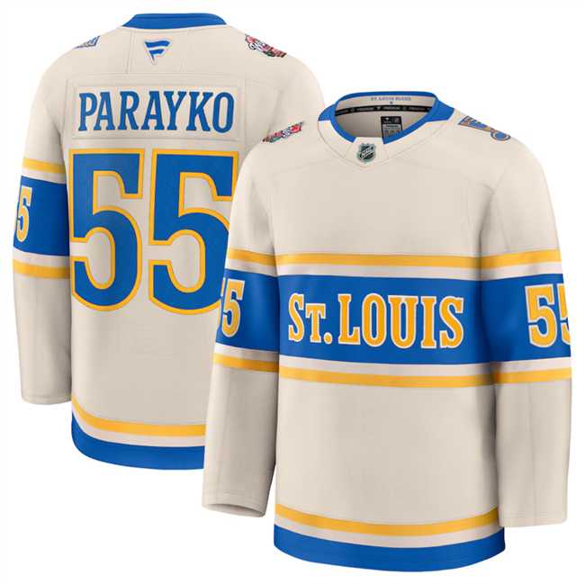 Mens St. Louis Blues #55 Colton Parayko Cream 2024-25 Winter Classic Stitched Hockey Jersey Dzhi